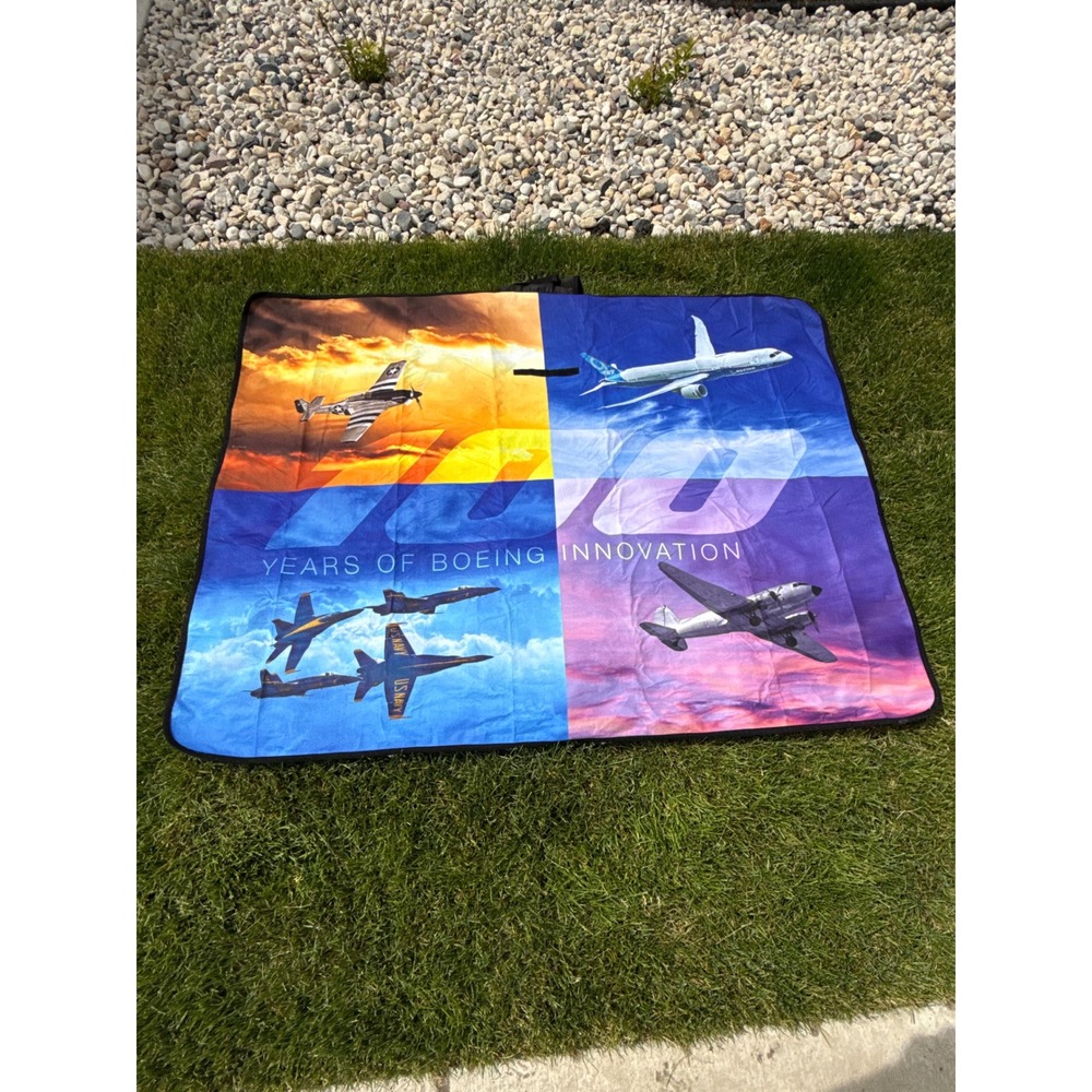 Boeing 100 Year Anniversary Picnic Blanket‎ 50x64 Aviation Aircraft USA